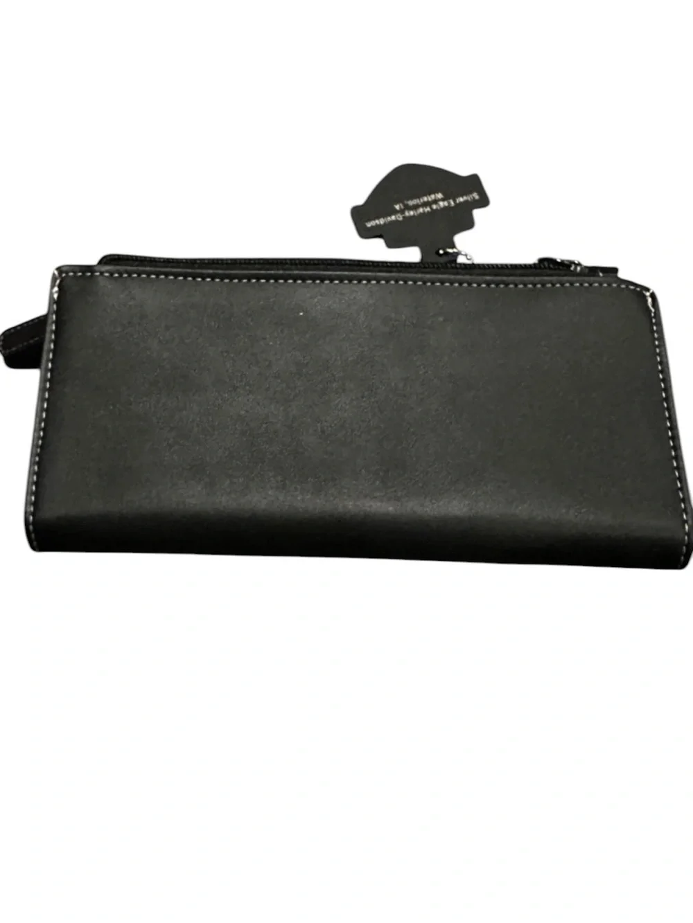 Harley-Davidson Black Oversized Trifold Organizer Zip Wallet Silver Eagle